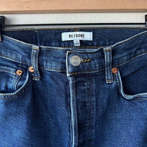 RE/DONE 90s High Rise Ankle Crop Jeans Women's Size 27 Straight Leg Denim - Picture 5 of 11